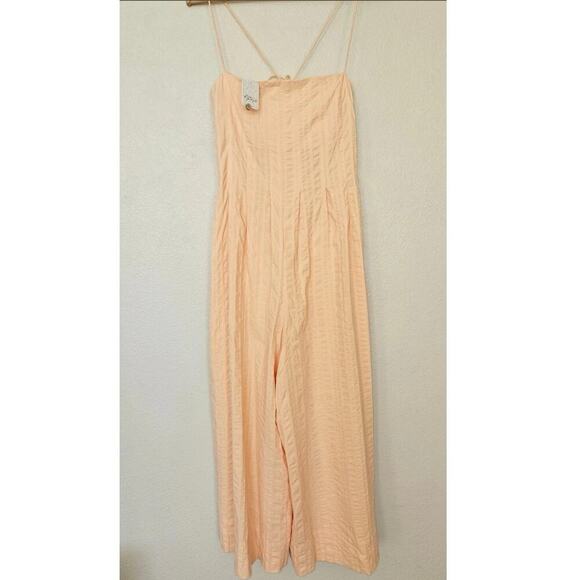 NWT Free People Devon Jumpsuit Size Small Peach Seersucker Stripe - Picture 6 of 8